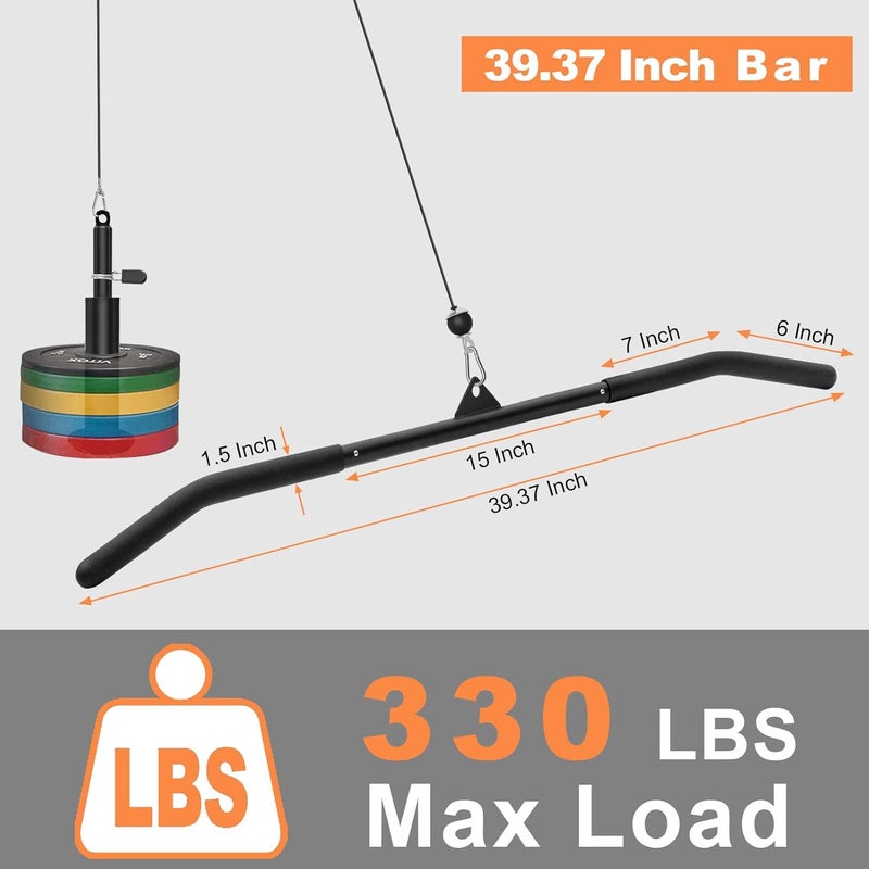 SERTT 39.37 Inch LAT Pulldown Bar Attachment for Pulley Cable Machine, Curl Tricep Press Down Bar with Rubber Handle, LAT Pull Down Bar Accessories for Gym, Strength Workout, Muscle Building - Image 4